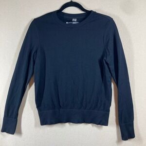 Zella Ribbed Crew Neck Shirt Sz‎ Small Black Athleisure Casual Minimalist Top